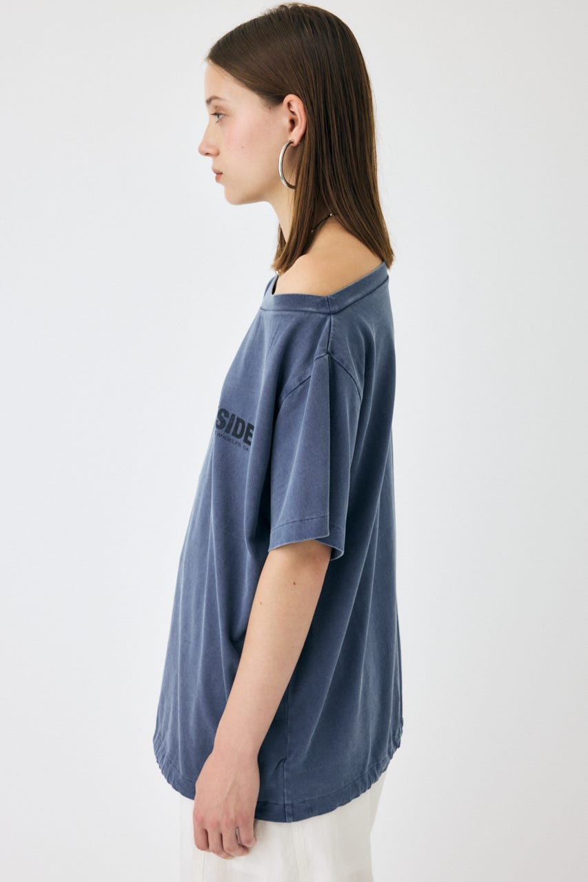 ONE SHOULDER TEE NVY FREE