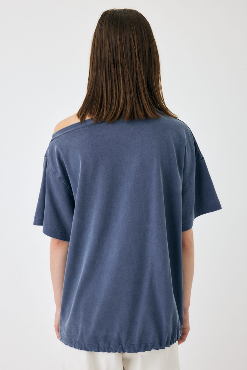 ONE SHOULDER TEE NVY FREE