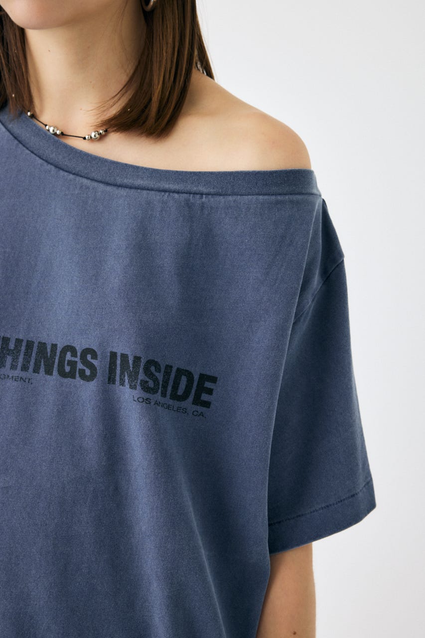 ONE SHOULDER TEE NVY FREE