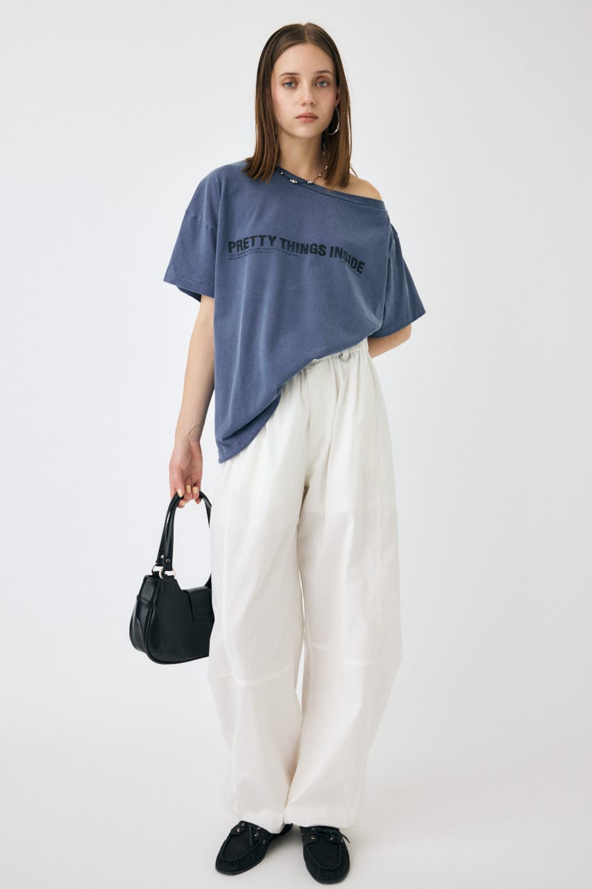 ONE SHOULDER TEE NVY FREE