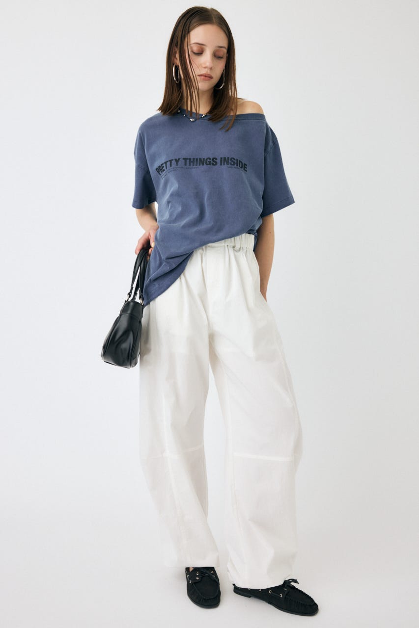 ONE SHOULDER TEE NVY FREE