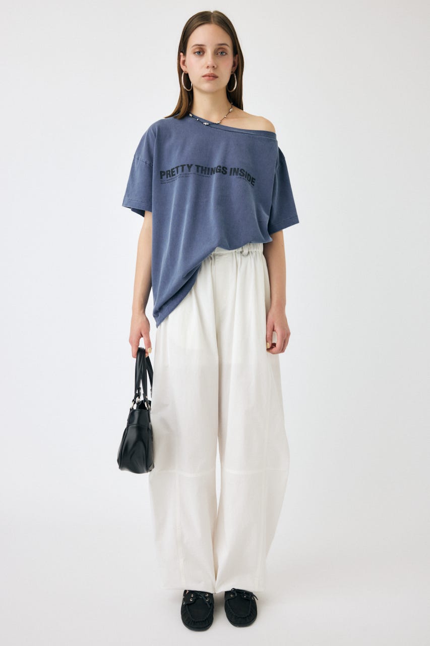 ONE SHOULDER TEE NVY FREE
