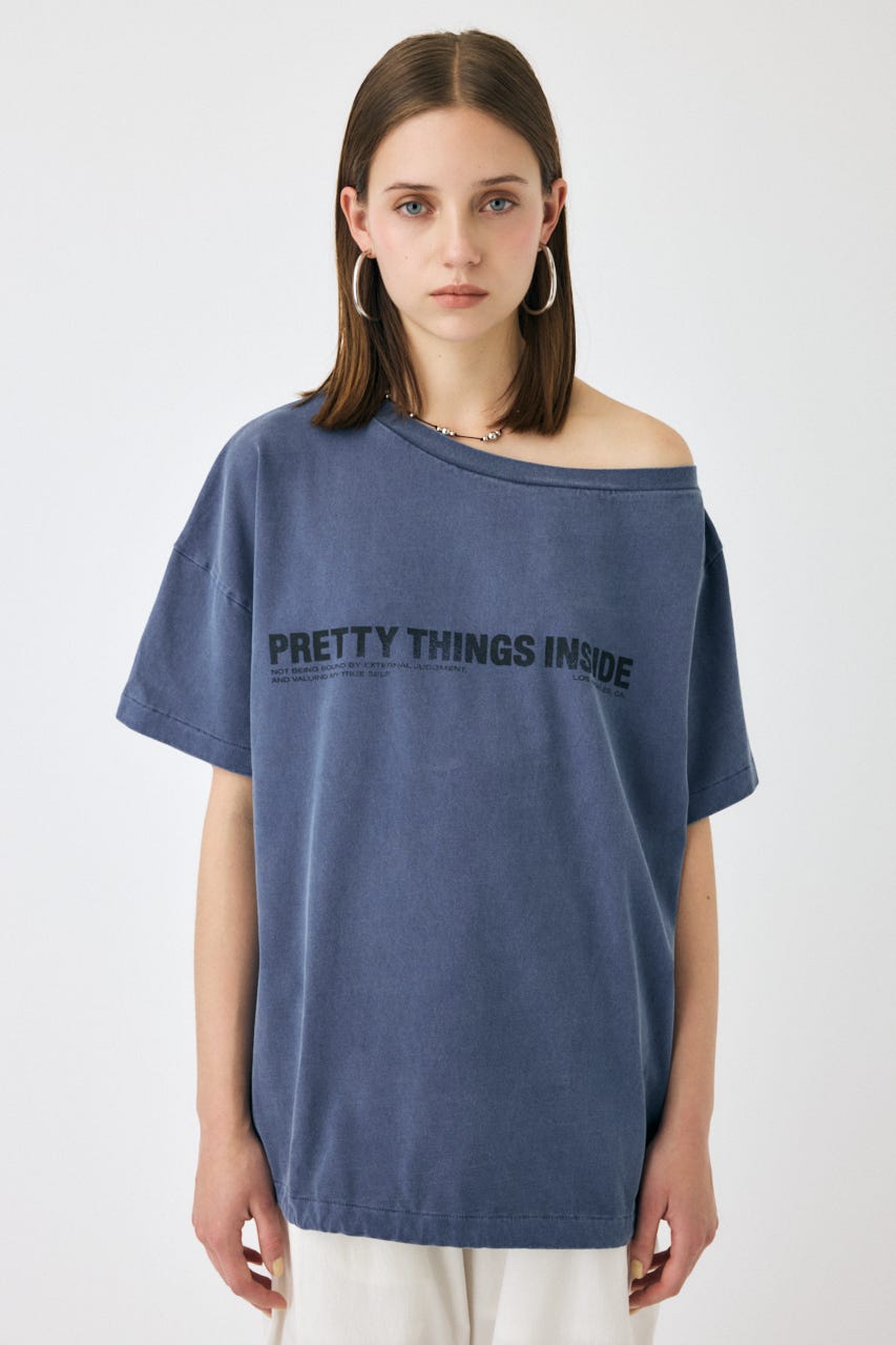 ONE SHOULDER TEE NVY FREE
