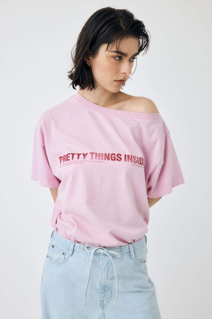 ONE SHOULDER TEE PNK FREE