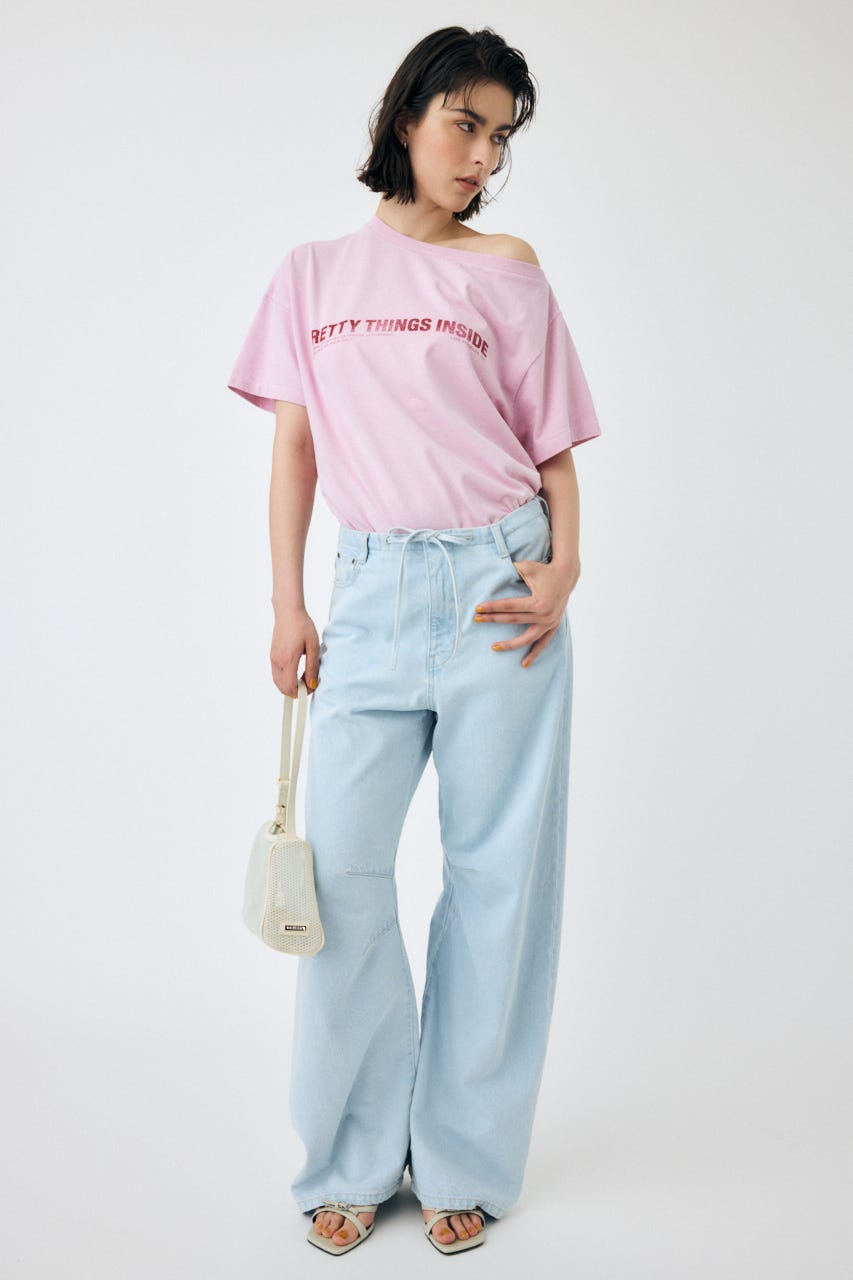 ONE SHOULDER TEE PNK FREE
