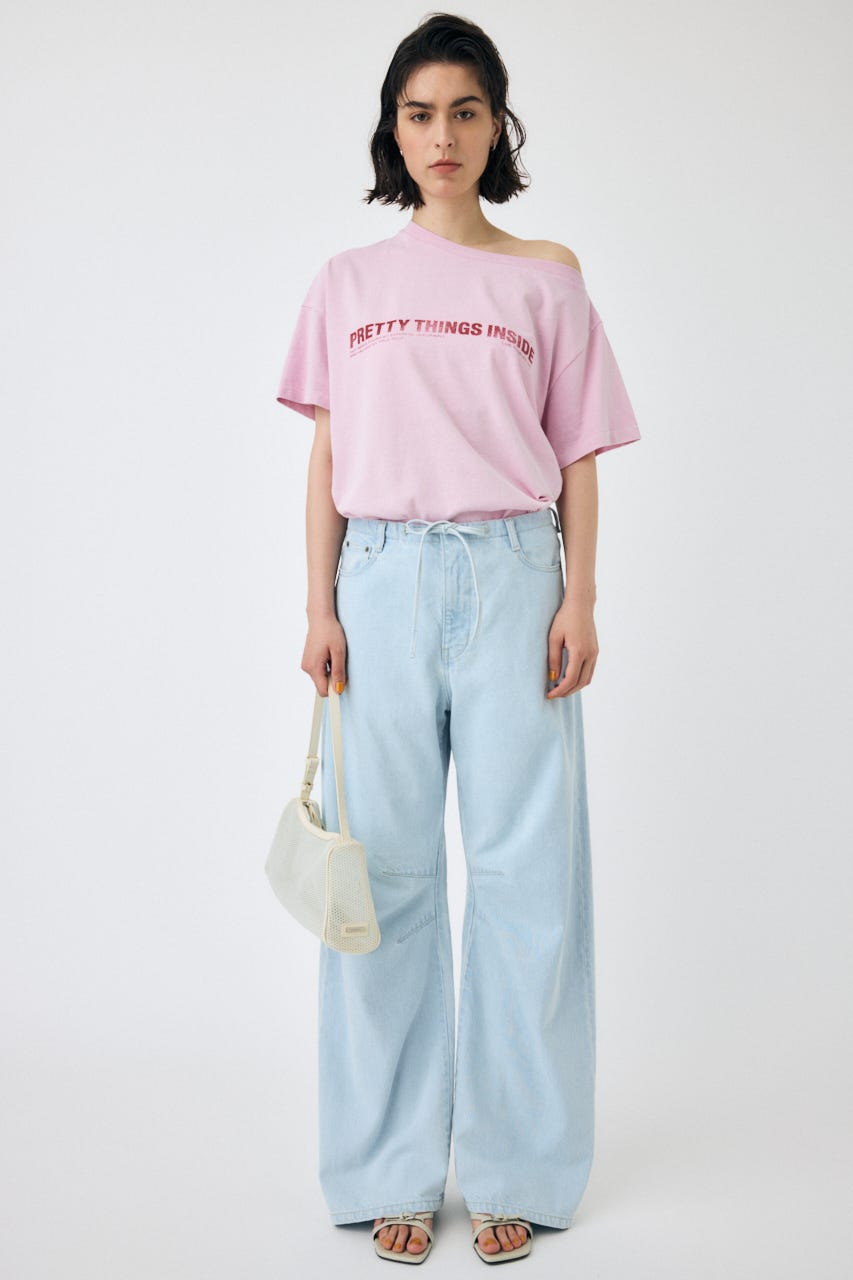 ONE SHOULDER TEE PNK FREE