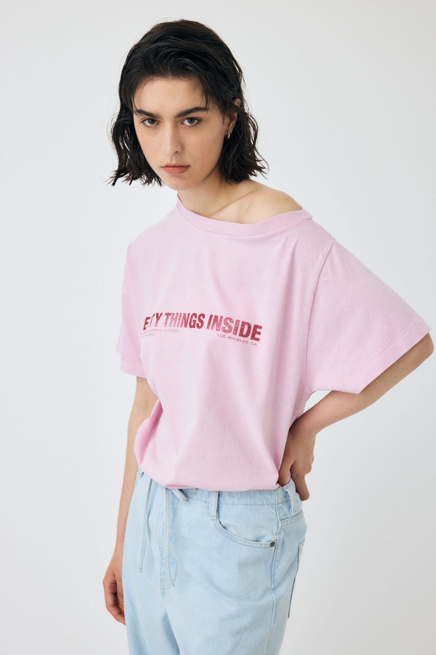 ONE SHOULDER TEE PNK FREE