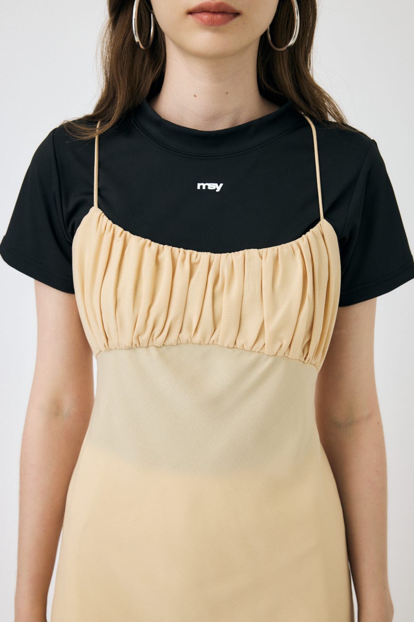 DRAWSTRING STRAP SLIP ドレス　ブラック　moussy MOUSSY | DRAWSTRING STRAP SLIP ドレス (ワンピース(ロング