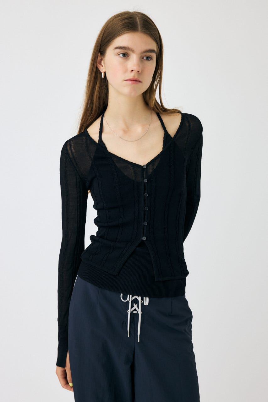 MOUSSY LONG SLEEVE COMPACT カーディガン NVY -靴