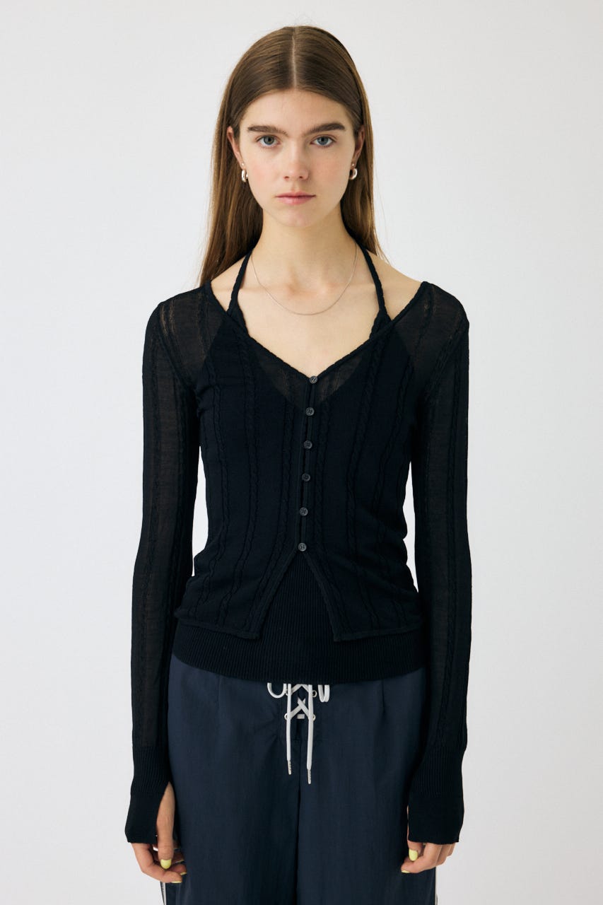 カーディガン SHEER CABLE カーディガン レディース MOUSSY | SHEER CABLE カーディガン (カーディガン ) |SHEL'TTER