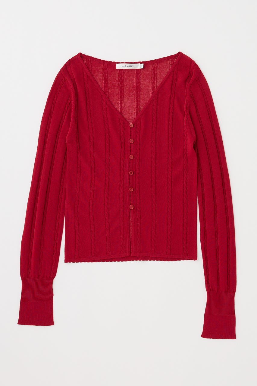 カーディガン SHEER CABLE カーディガン レディース MOUSSY | SHEER CABLE カーディガン (カーディガン ) |SHEL'TTER