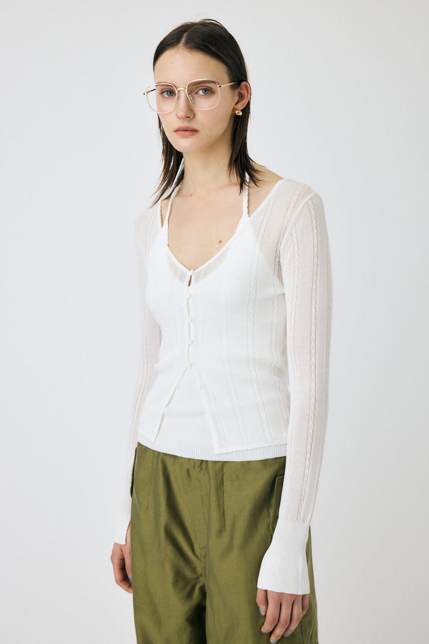 MOUSSY | SHEER CABLE カーディガン (カーディガン ) |SHEL'TTER