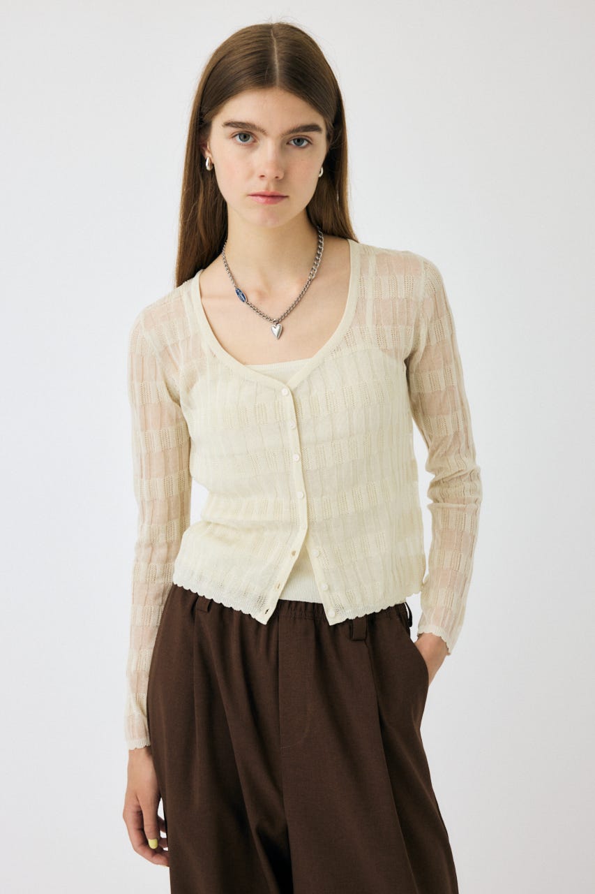 MOUSSY | SHEER BORDER カーディガン (ニット ) |SHEL'TTER WEBSTORE