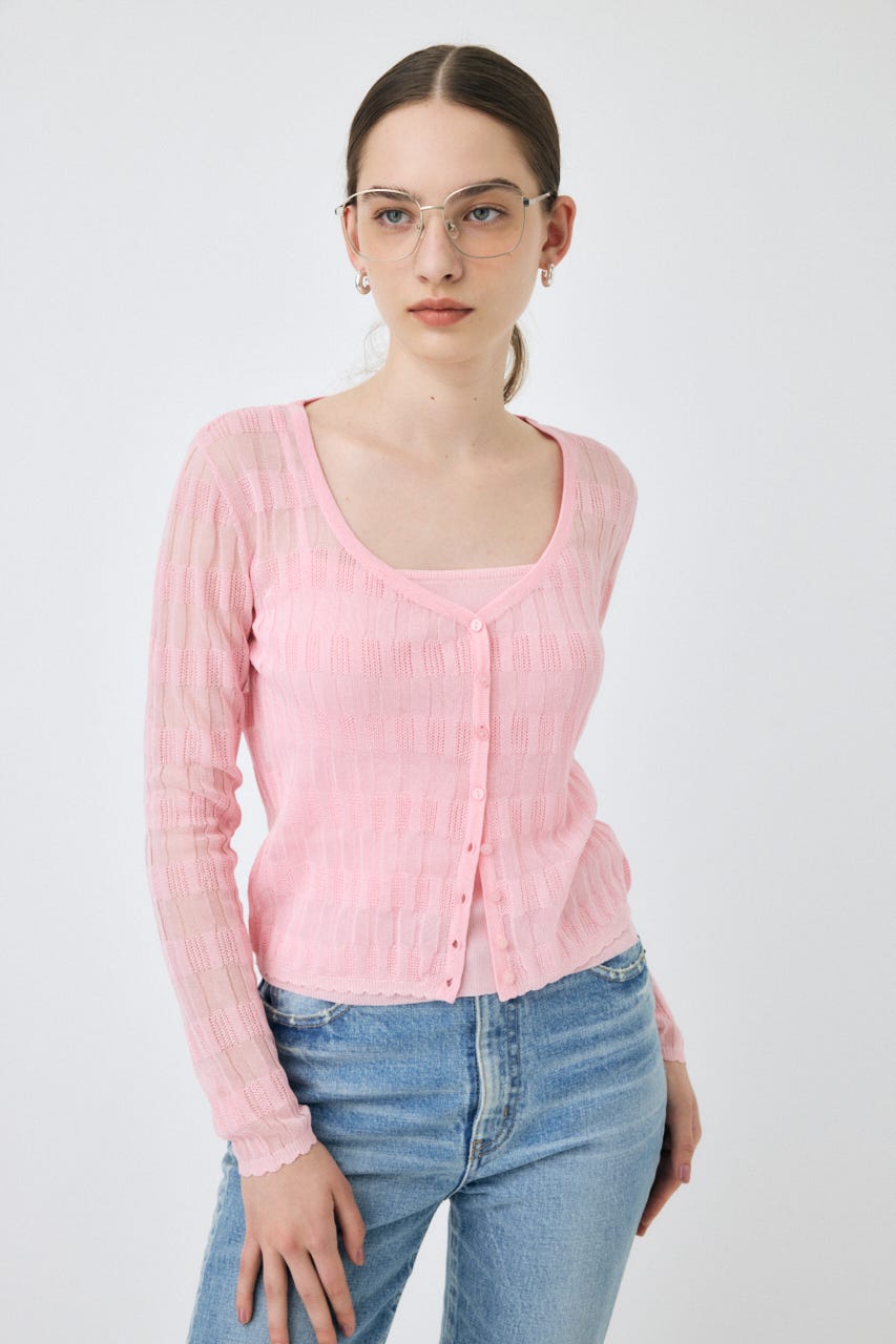 MOUSSY | SHEER BORDER カーディガン (ニット ) |SHEL'TTER WEBSTORE