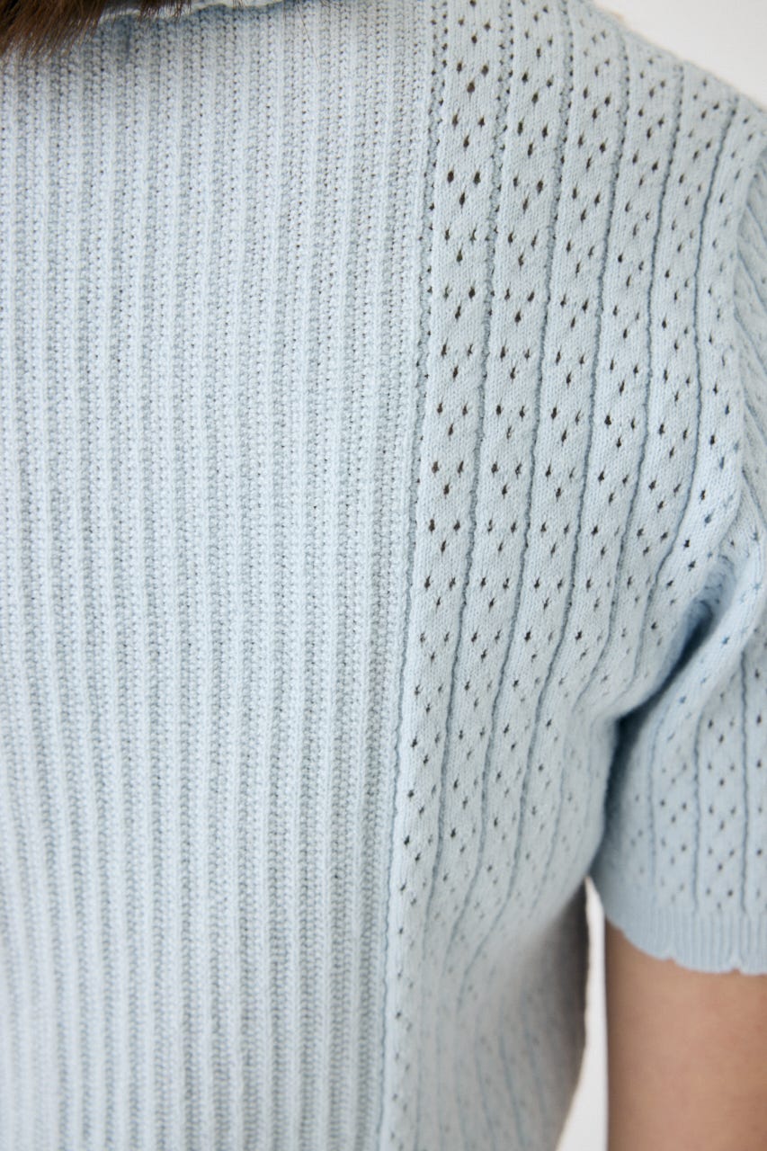 tシャツ Pointelle Knitted T-Shirt／ポインテールニットTシャツ レディース セール】Pointelle Knitted T-Shirt／ポインテールニットTシャツ