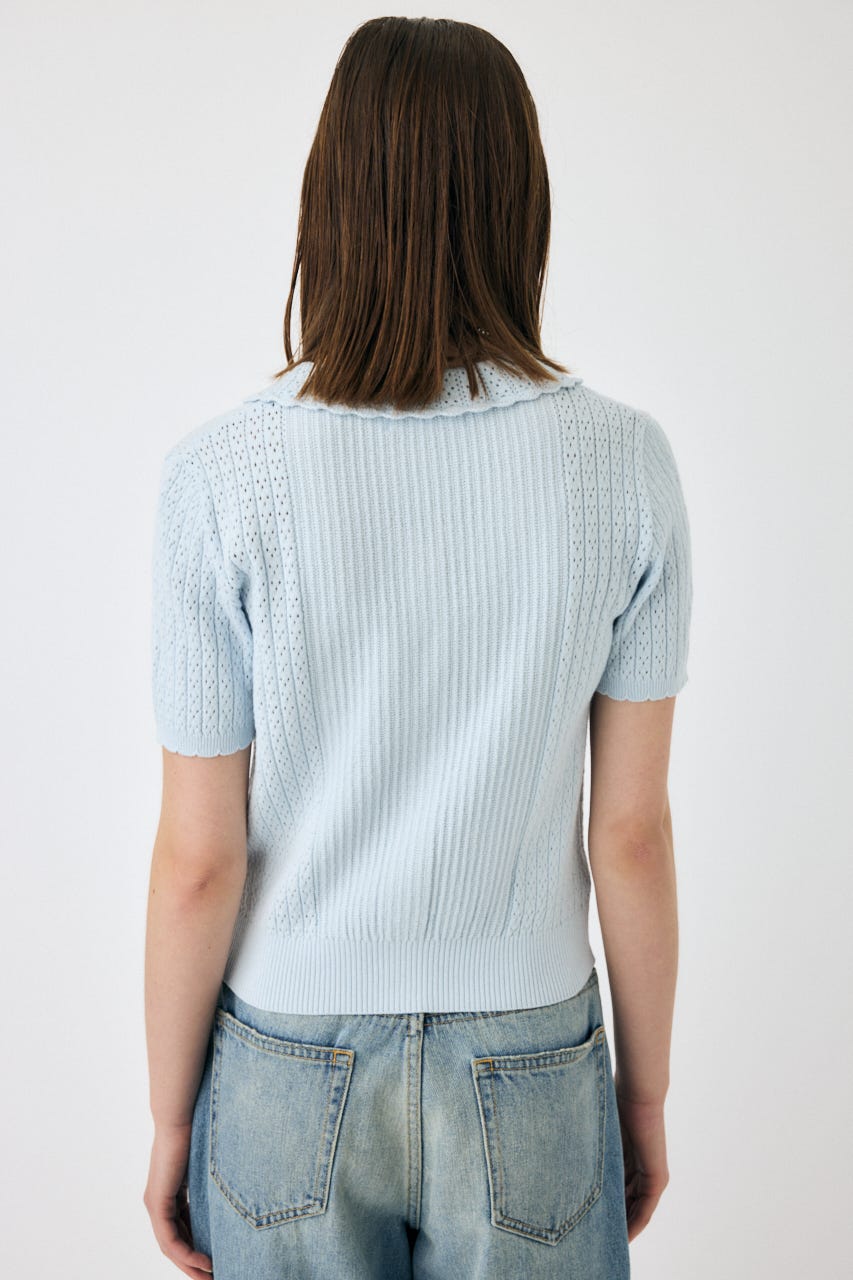tシャツ Pointelle Knitted T-Shirt／ポインテールニットTシャツ レディース セール】Pointelle Knitted T-Shirt／ポインテールニットTシャツ