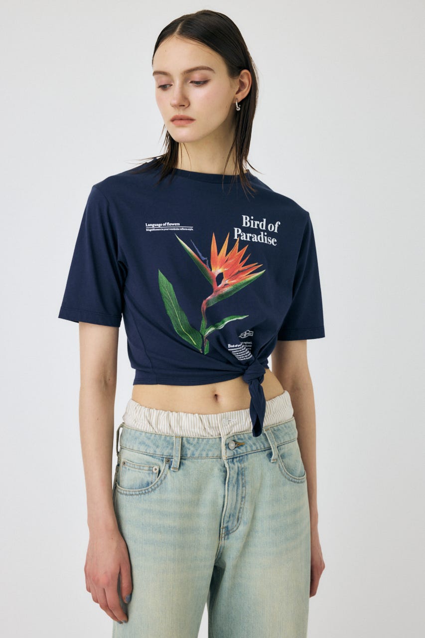 MOUSSY | ASYMMETRY フラワー TEE (Tシャツ・カットソー(半袖