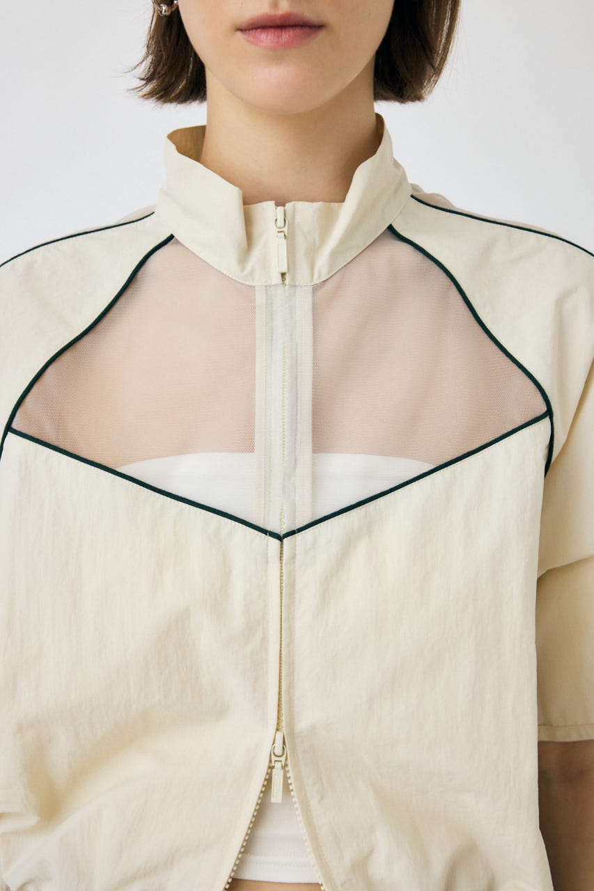 moussy トラックジャケット　wジップ　ブルー MOUSSY | PIPING HALF SLEEVE トラックジャケット (その他