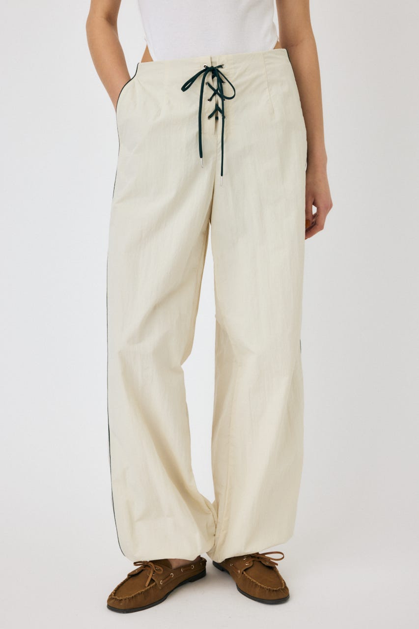 SHEER PANEL LACE UP パンツ O/WHT 2