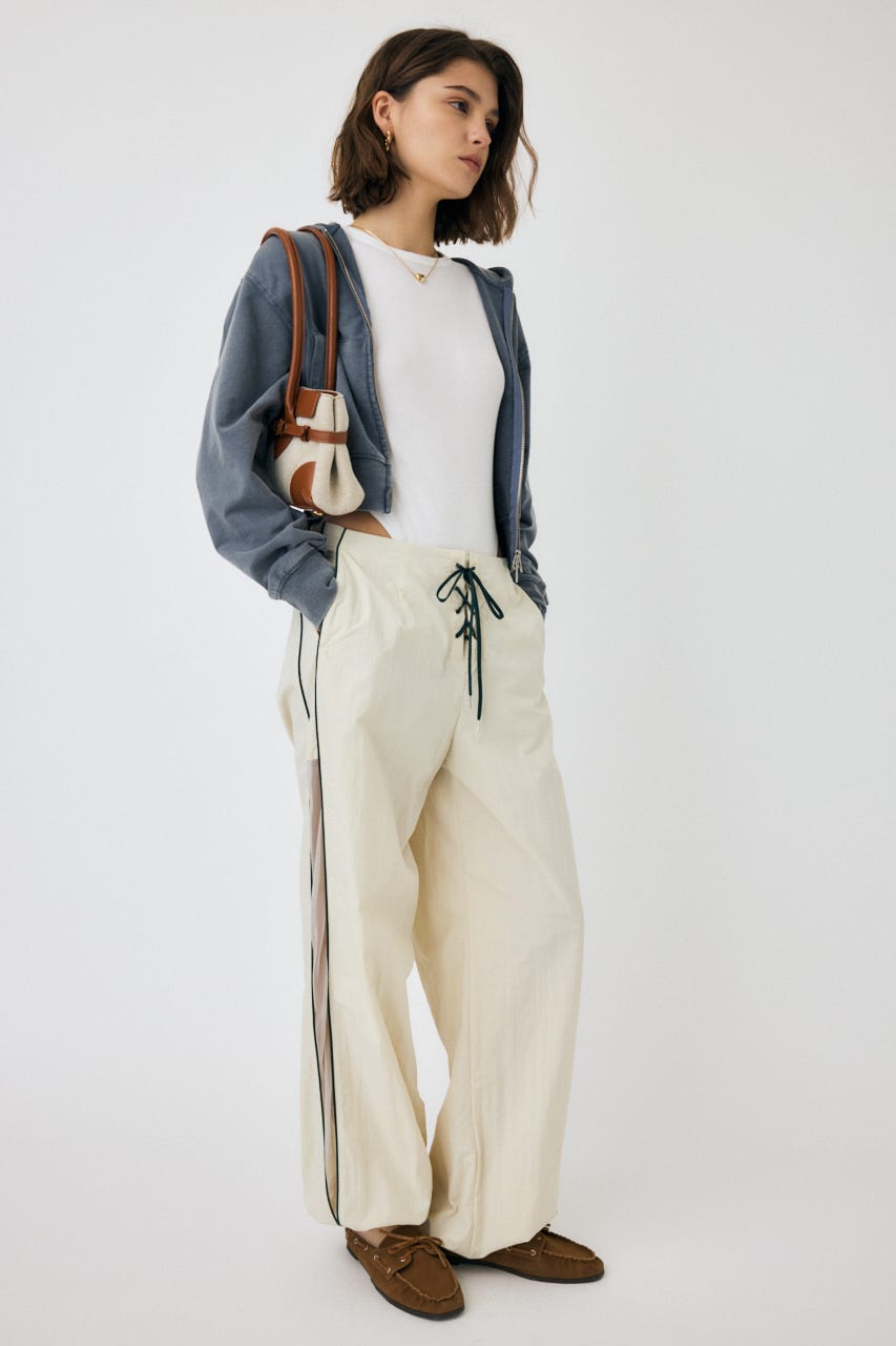 SHEER PANEL LACE UP パンツ O/WHT 2