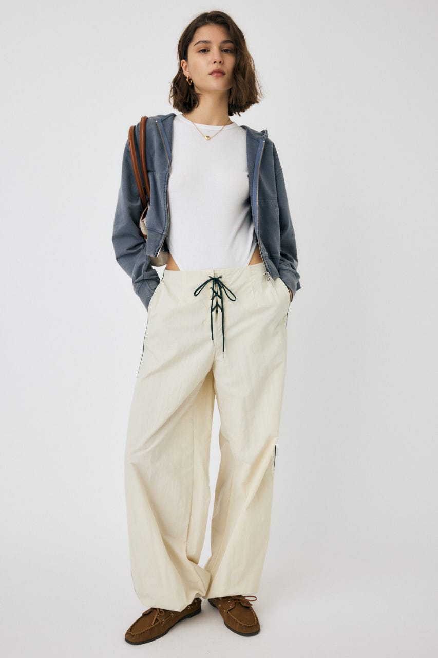 SHEER PANEL LACE UP パンツ O/WHT 2