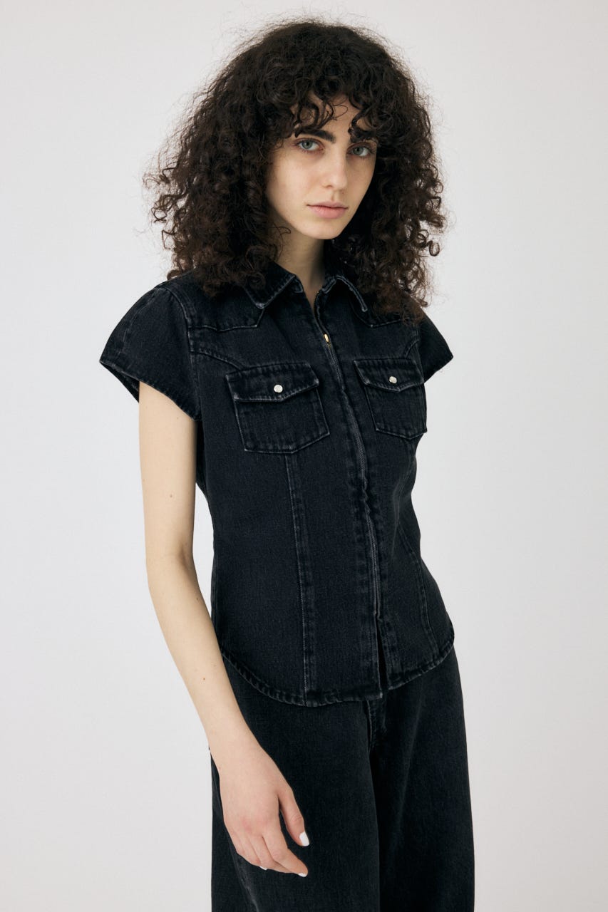 最終値下げ！ kapital 8ozブラックデニム ジプシーブラウス MOUSSY | CAP SLEEVE デニムシャツ (シャツ・ブラウス ) |SHEL'TTER