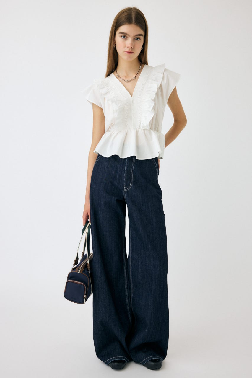 MOUSSY | SHIRRING RUFFLE PEPLUM トップス (その他トップス