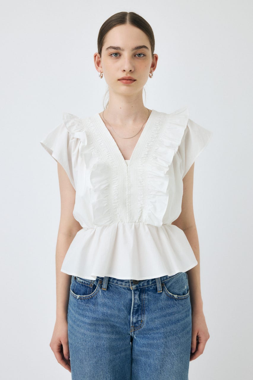 【おまけ付】 MOUSSY (その他トップス トップス PEPLUM RUFFLE SHIRRING | トップス