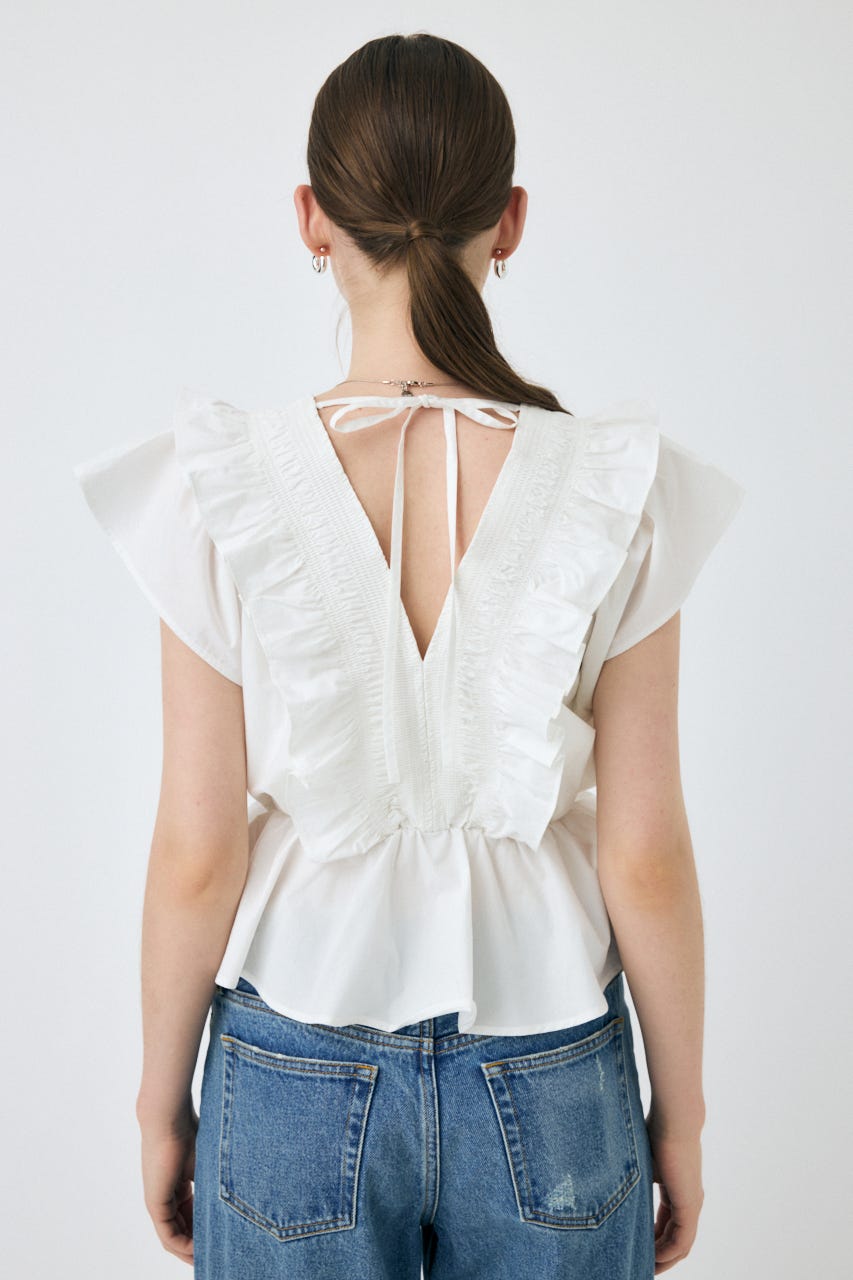 SHIRRING RUFFLE PEPLUM トップス WHT FREE