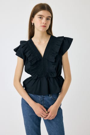 トップス Heve shirring peplum BL ヘイブHEVE 新品shirring peplum BLグレー