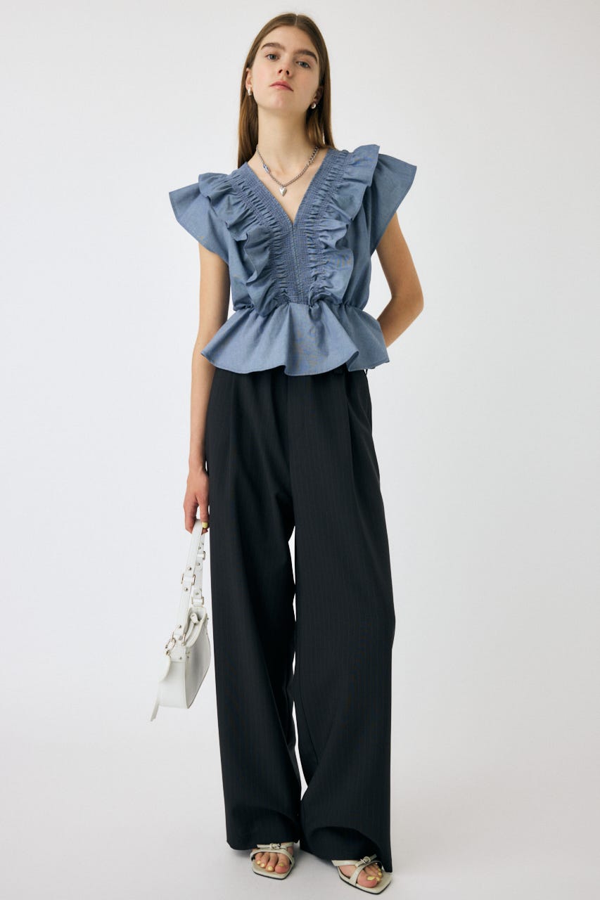 新品未使用【MOUSSY】SHIRRING RUFFLE PEPLUM トップス MOUSSY | SHIRRING RUFFLE PEPLUM トップス (その他トップス