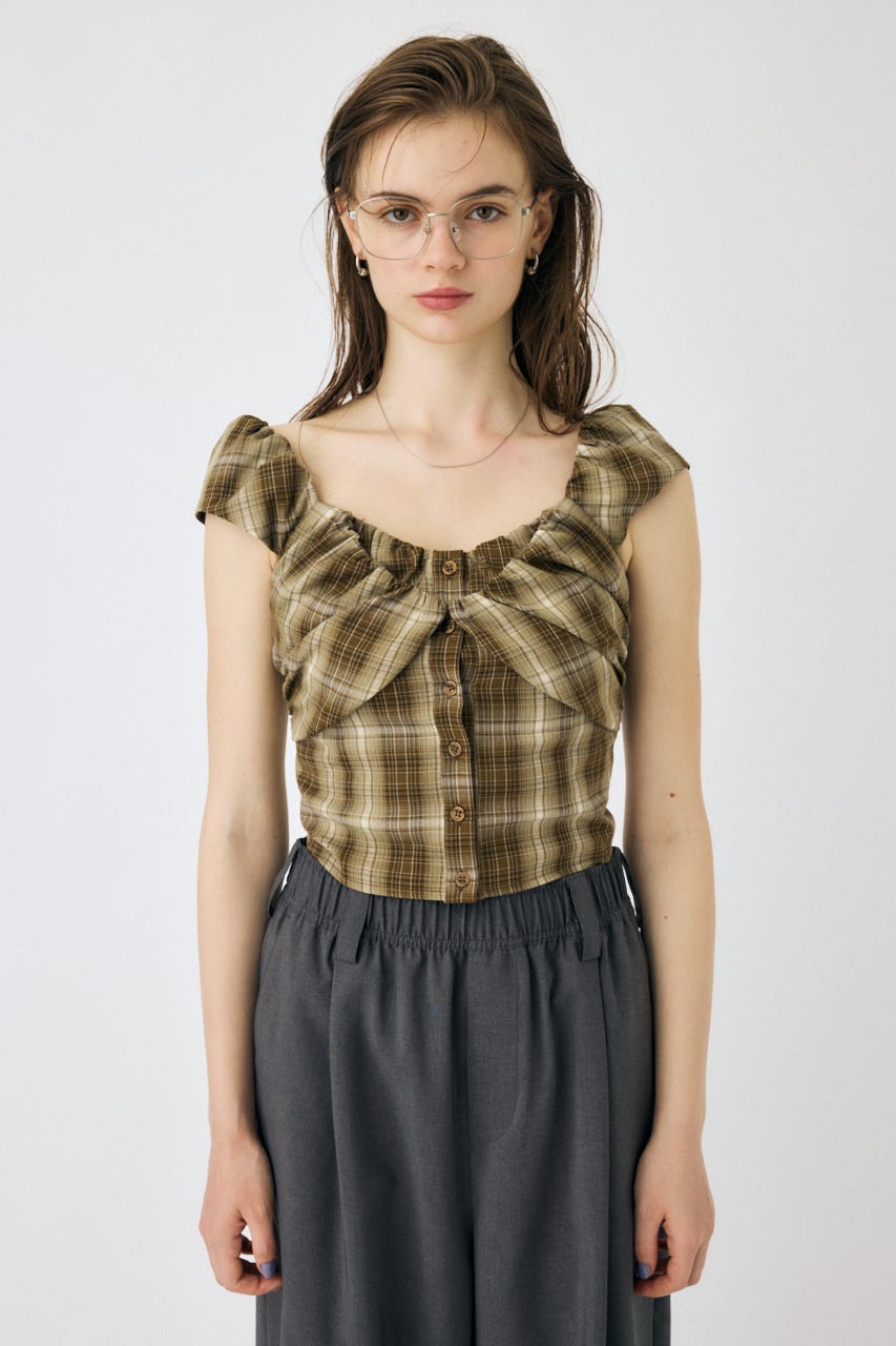 MOUSSY | LAYERED GATHERED CHECK ブラウス (シャツ・ブラウス
