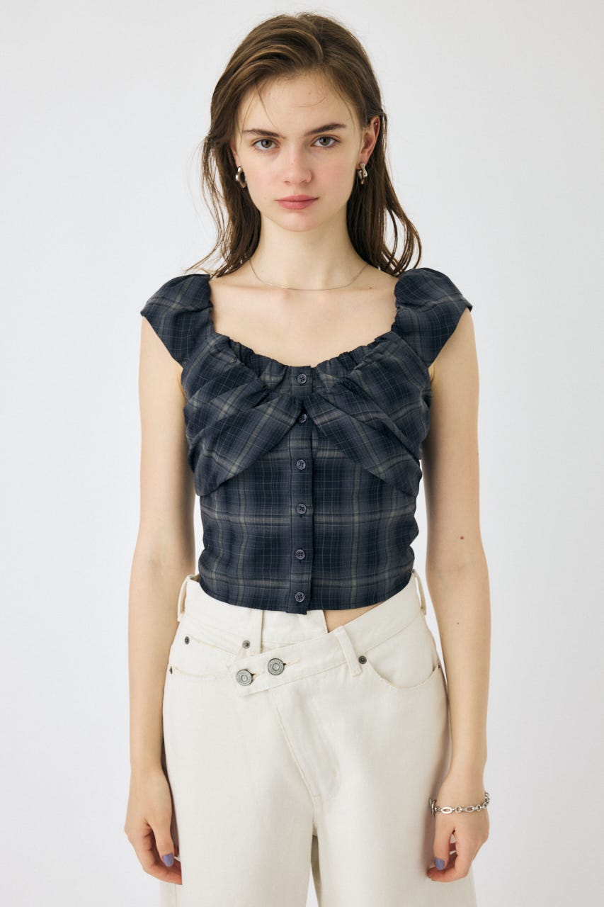 MOUSSY | LAYERED GATHERED CHECK ブラウス (シャツ・ブラウス