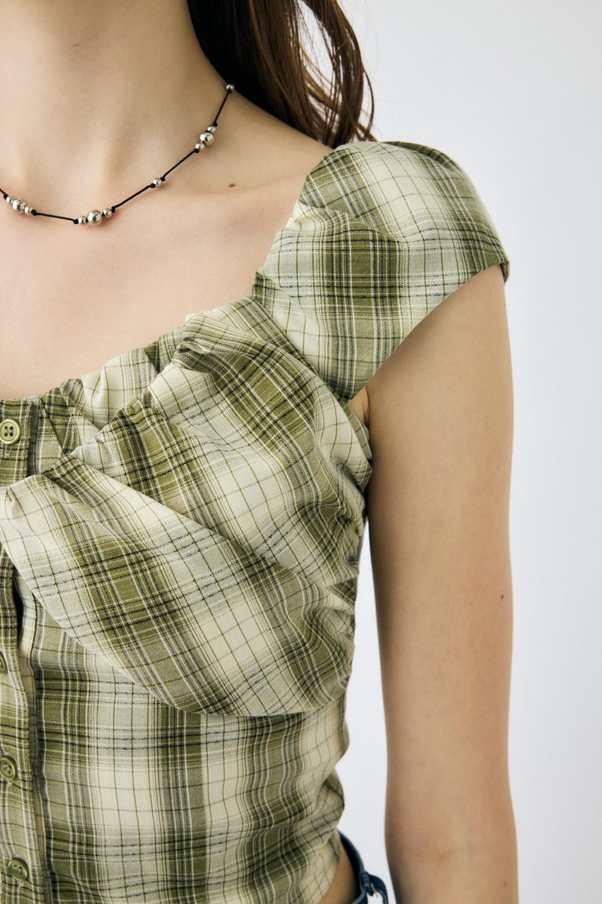 LAYERED GATHERED CHECK ブラウス L/KHA 2
