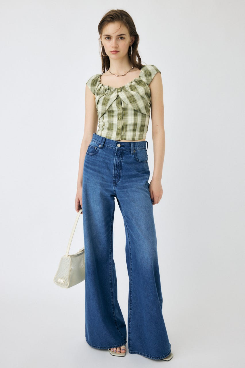 LAYERED GATHERED CHECK ブラウス L/KHA 2