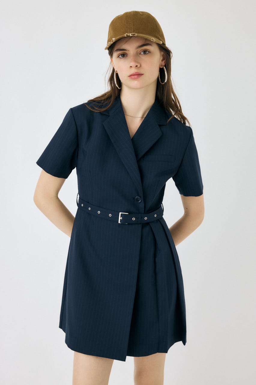MOUSSY BLAZER PLEATS ミニドレス　サイズ1 ネイビー BLAZER PLEATS ミニドレス（ワンピース）｜MOUSSY（マウジー）の
