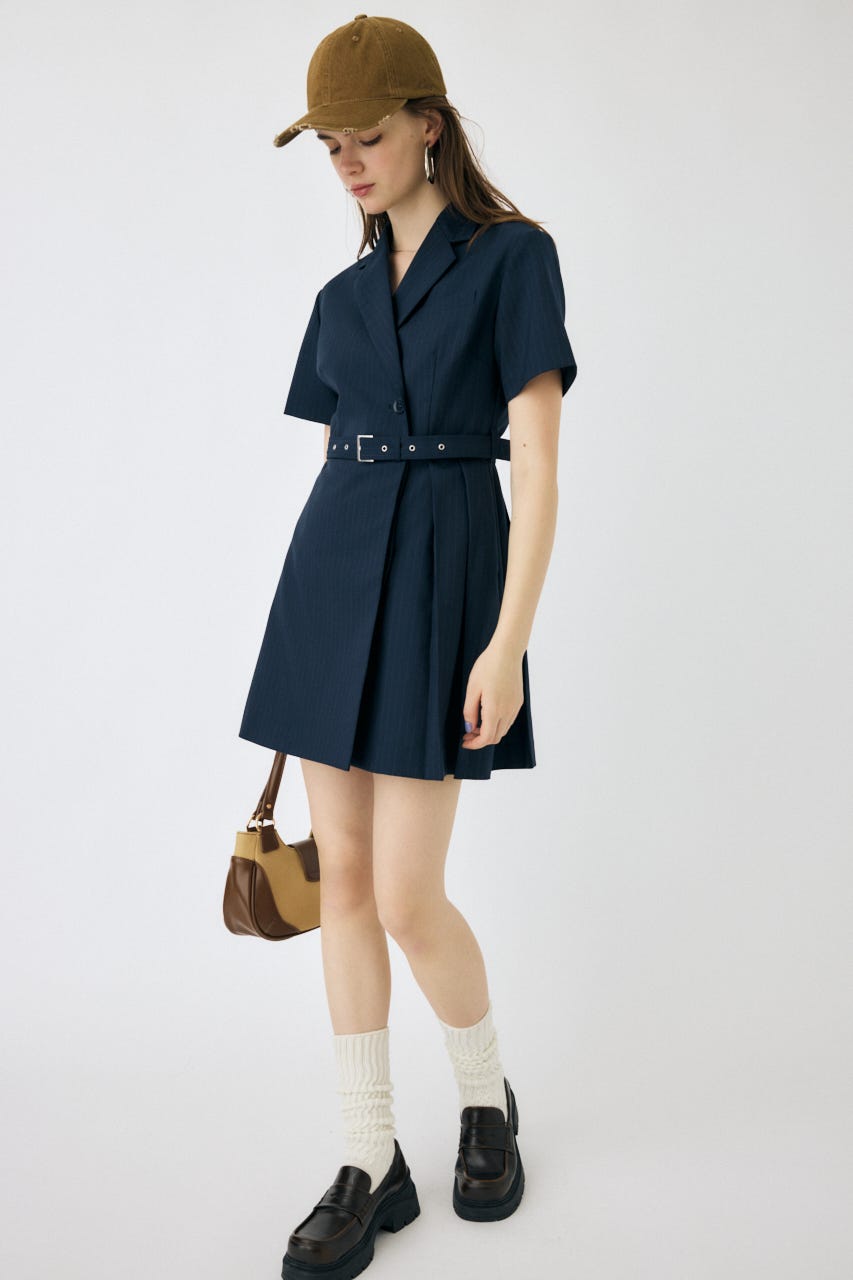 MOUSSY BLAZER PLEATS ミニドレス　サイズ1 ネイビー MOUSSY | BLAZER PLEATS ミニドレス (ワンピース(ミニ