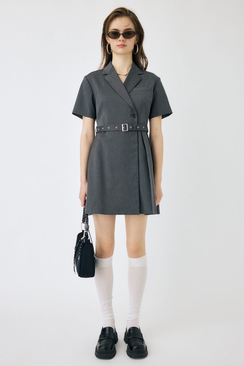 MOUSSY BLAZER PLEATS ミニドレス　サイズ1 ネイビー セール】BLAZER PLEATS ミニドレス（ワンピース）｜MOUSSY