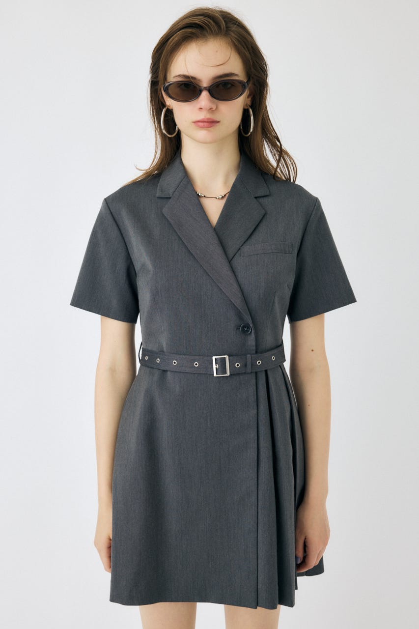 MOUSSY BLAZER PLEATS ミニドレス　サイズ1 ネイビー MOUSSY | BLAZER PLEATS ミニドレス (ワンピース(ミニ