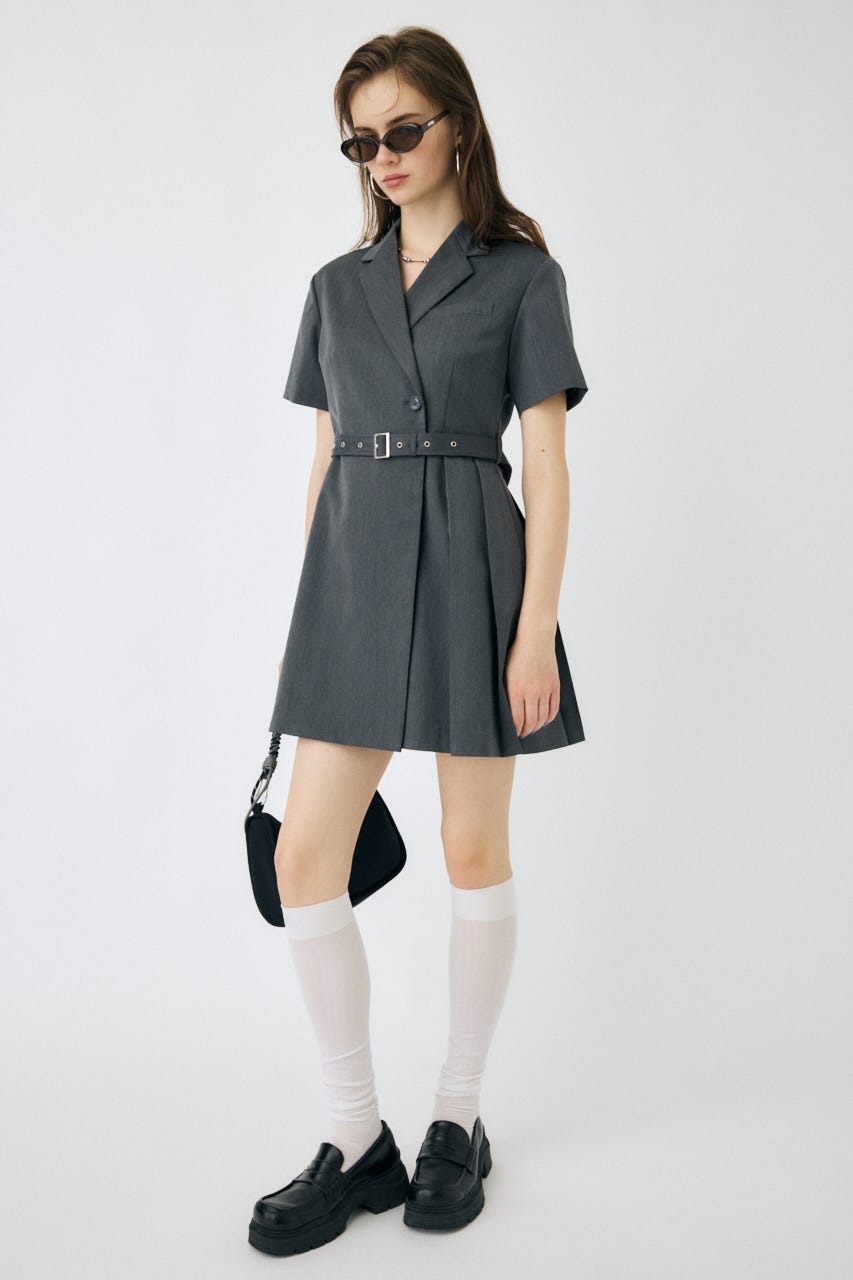 MOUSSY BLAZER PLEATS ミニドレス　サイズ1 ネイビー MOUSSY | BLAZER PLEATS ミニドレス (ワンピース(ミニ