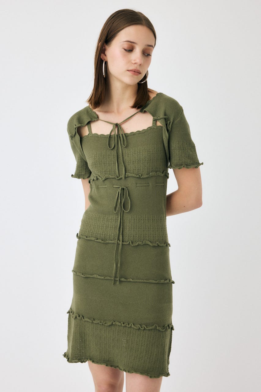 MOUSSY BOW DESIGN KNIT ミニワンピース MOUSSY | BOW DESIGN KNIT ミニドレス (ワンピース(ミニ