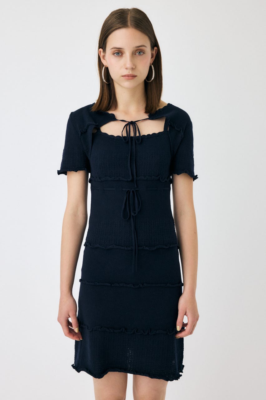 MOUSSY ミニワンピース MOUSSY | BOW DESIGN KNIT ミニドレス (ワンピース(ミニ