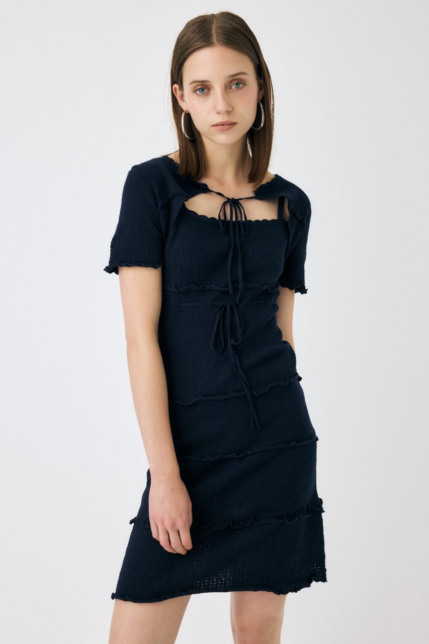 MOUSSY BOW DESIGN KNIT ミニワンピース MOUSSY | BOW DESIGN KNIT ミニドレス (ワンピース(ミニ