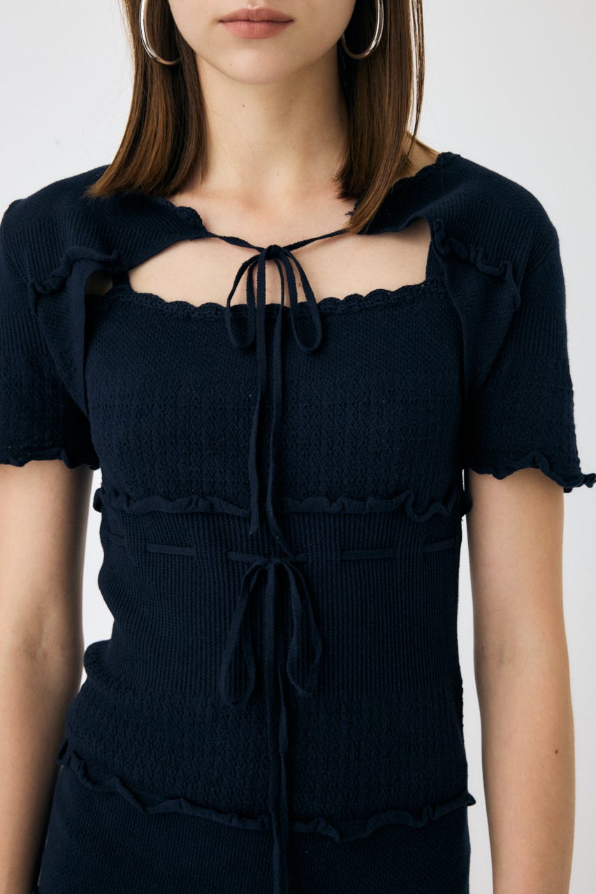 MOUSSY | BOW DESIGN KNIT ミニドレス (ワンピース(ミニ