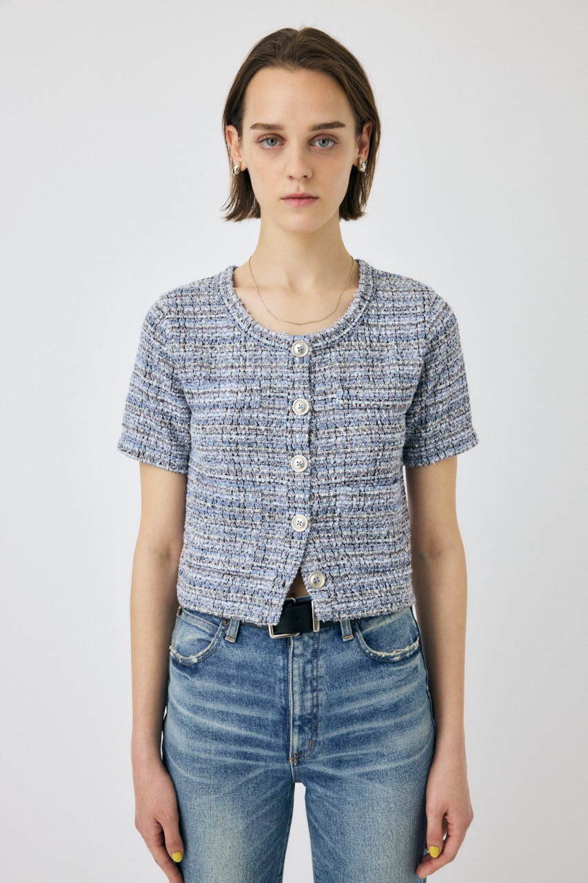 MOUSSY | TWEED LIKE トップス (Tシャツ・カットソー(半袖