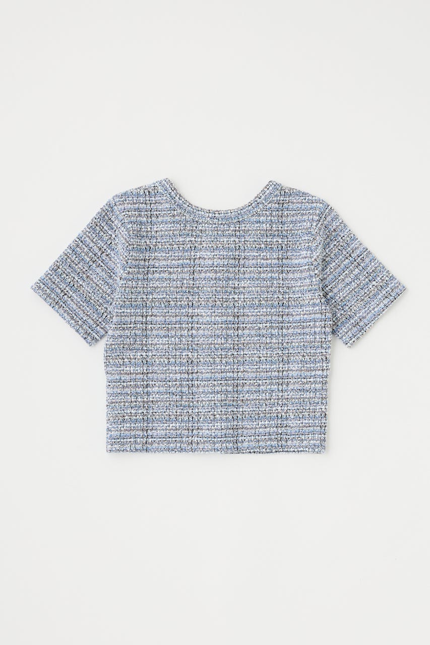今期mashmania ツイード柄 半袖トップス SLY | PUFFY SHIRRING CUT トップス (Tシャツ・カットソー(長袖