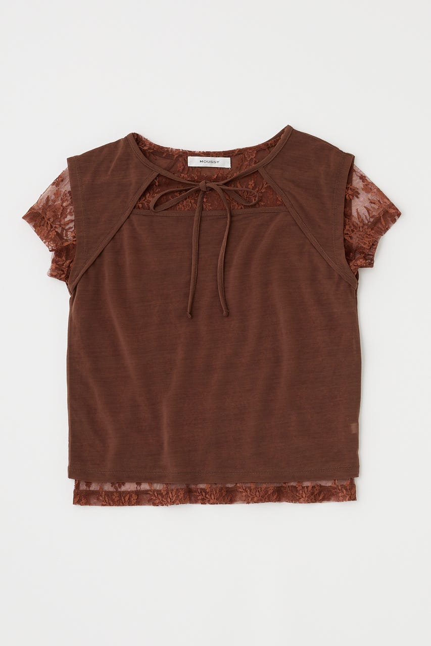 LACE LAYERED OPEN NECK トップス BRN FREE