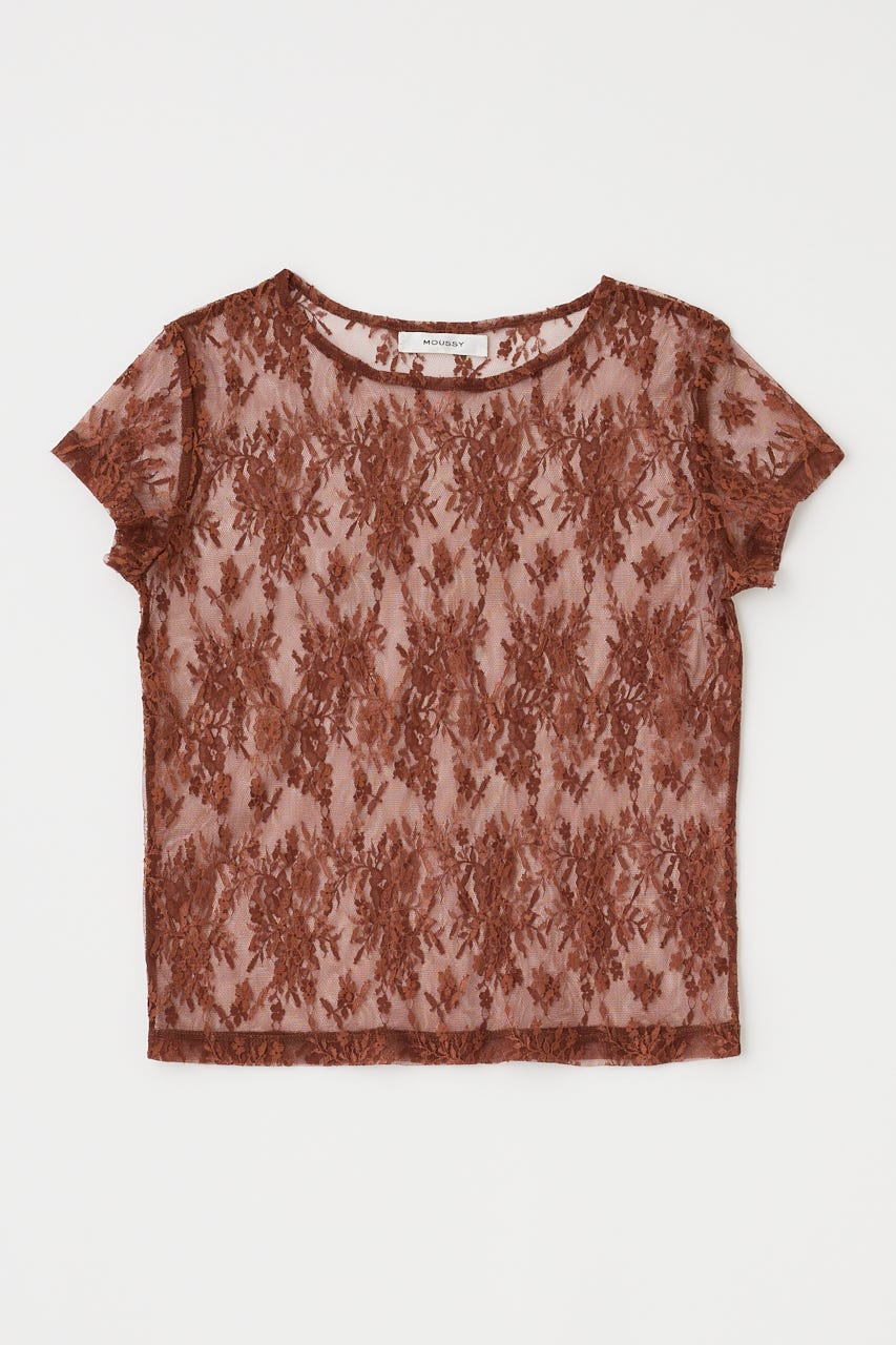 LACE LAYERED OPEN NECK トップス BRN FREE