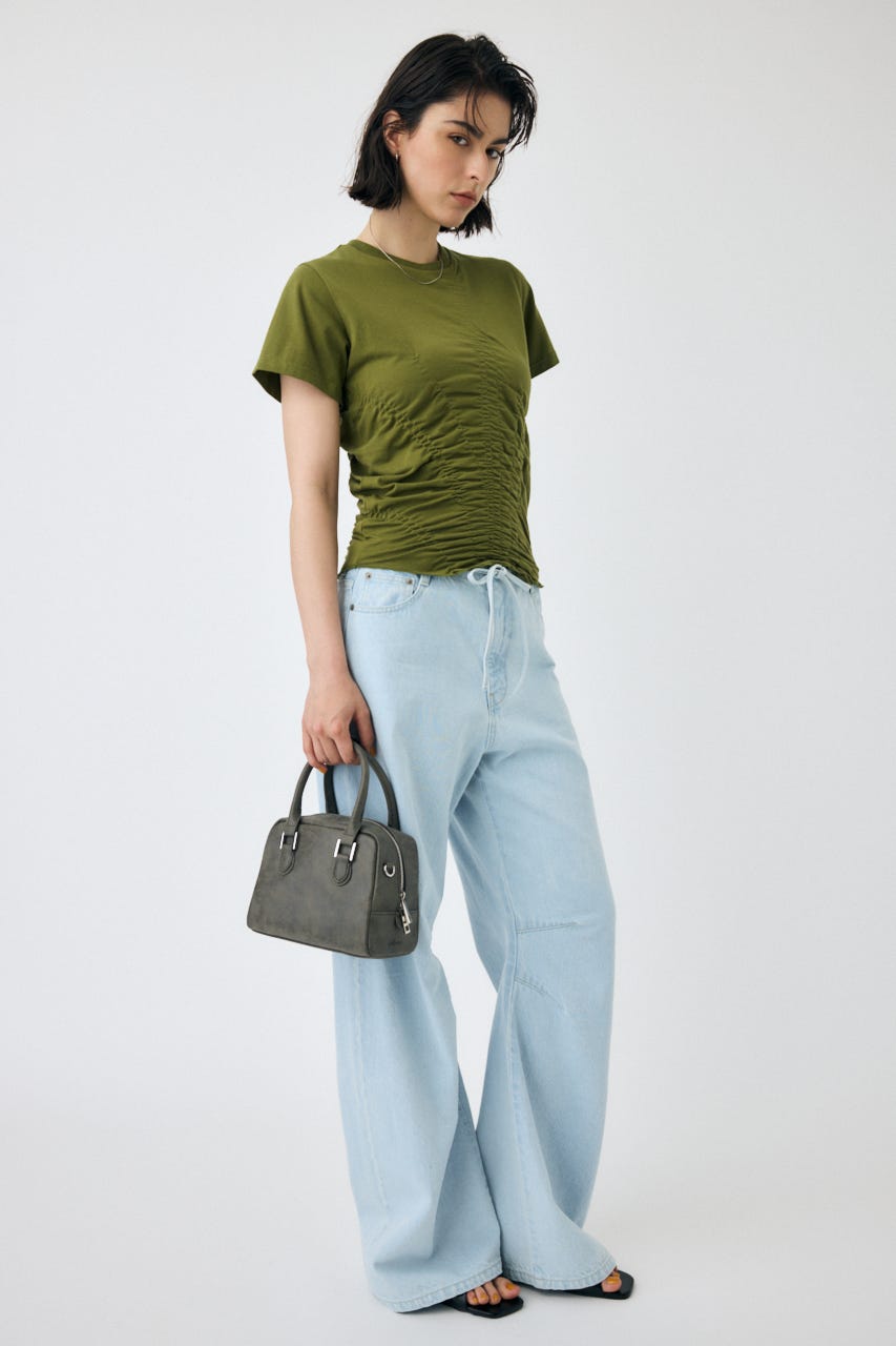 tシャツ GATHER SHIRT SLEEVE CUT TOPS レディース MOUSSY | GATHER CUT トップス (Tシャツ・カットソー(半袖