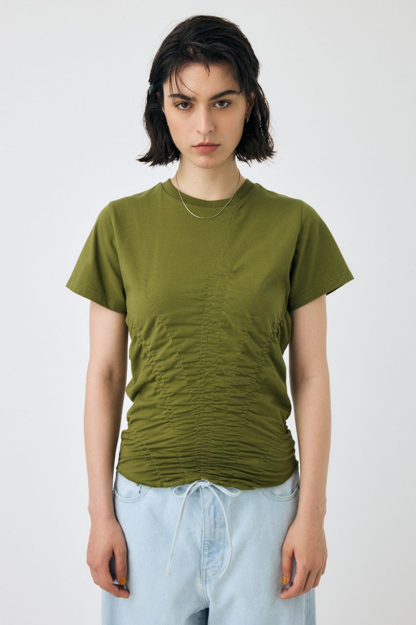 【特別セール品】 MOUSSY | GATHER CUT トップス (Tシャツ・カットソー(半袖 トップス